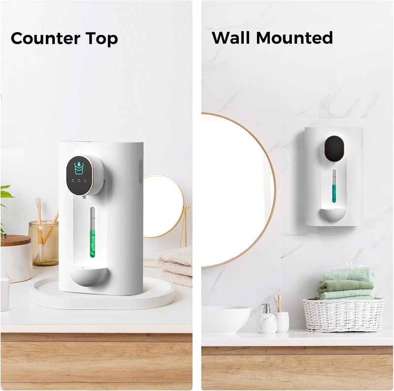 oylik Automatic Mouthwash Dispenser 18.26 oz Touchless Mouthwash Dispenser for Bathroom 2 Magnetic Cup USB Rechargeable and 3 Dispensing Levels with Led Screen Wall-Mounted or Countertop Use-White - Image 5